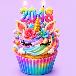 Rainbow Unicorn, Cupcake 2048 tile 2048