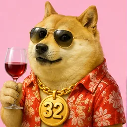 Doge 2048 — Focused Doge, tile value 32